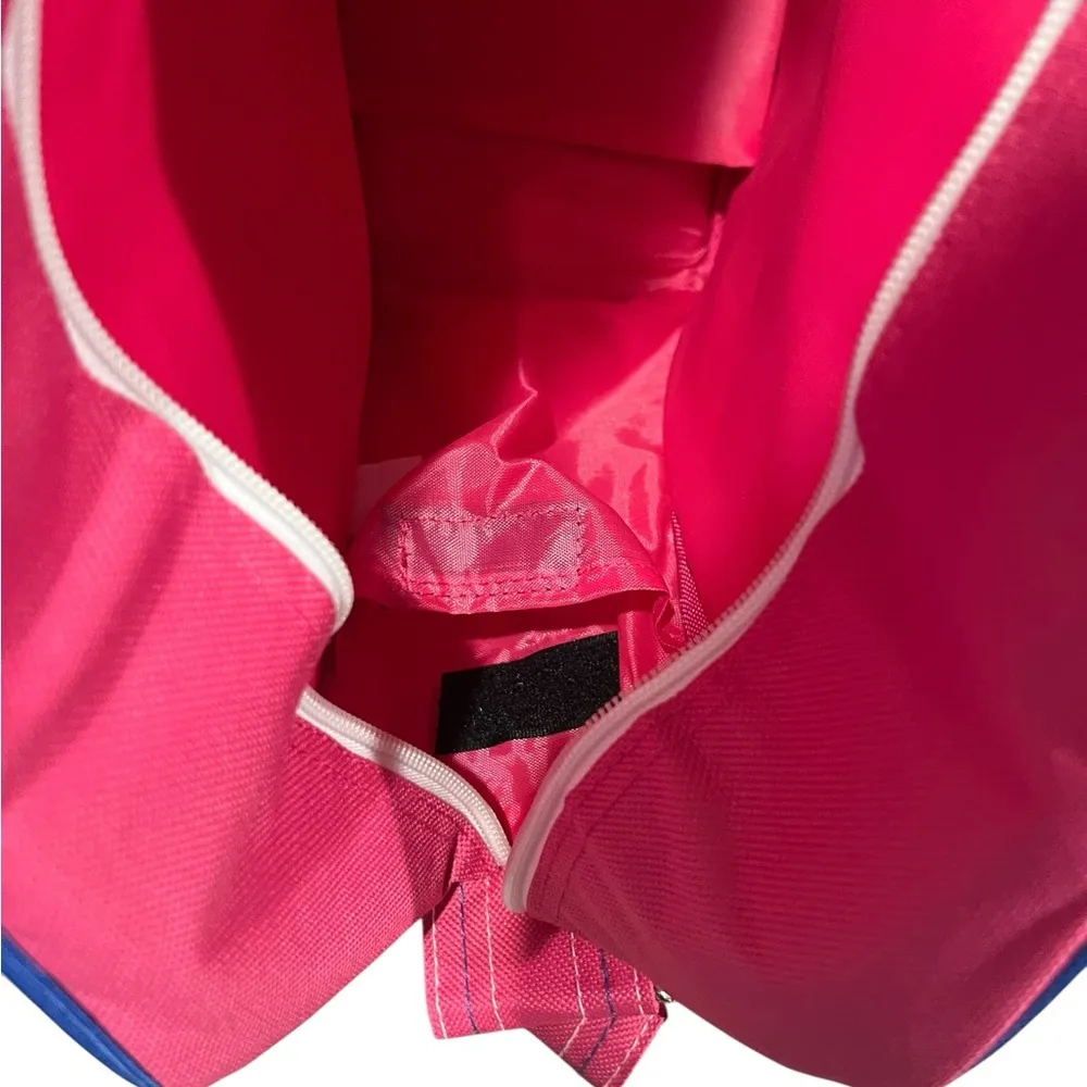 NWOT M.J. Schiebe Retro Hot Pink Travel School Bag Adjustable Strap Pockets - Image 9