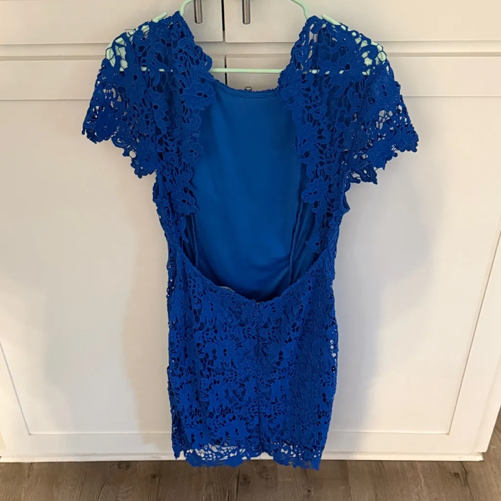 Lulu's Royal Blue Lace Mini Dress - Image 2