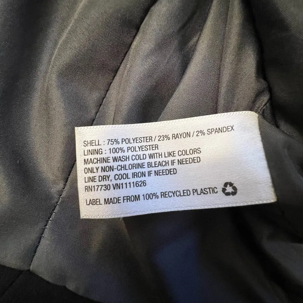 Merona  Black Button Up Blazer Striped Cuffs Size 14 - Image 10