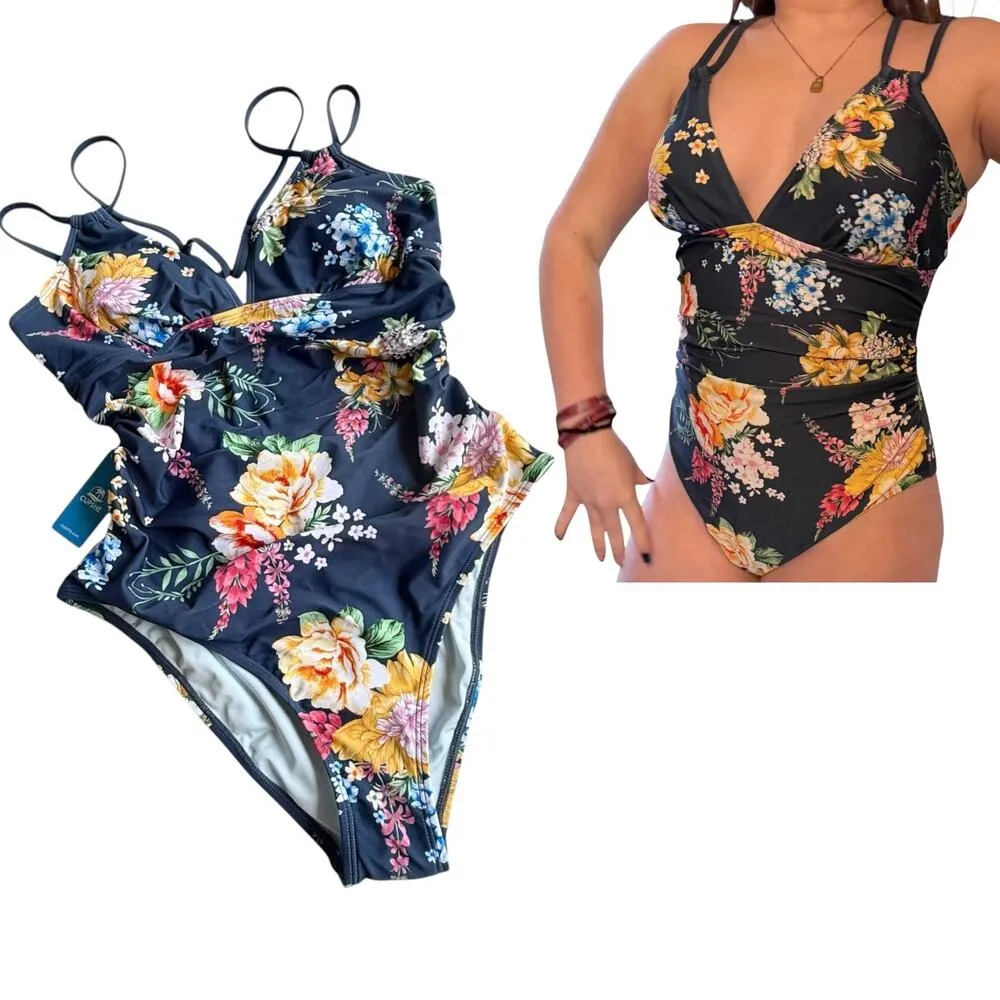 NEW Cupshe SWIMSUIT Women's LG Tropical Floral Cutout One-Piece Bathing Suit NWT - Image 11
