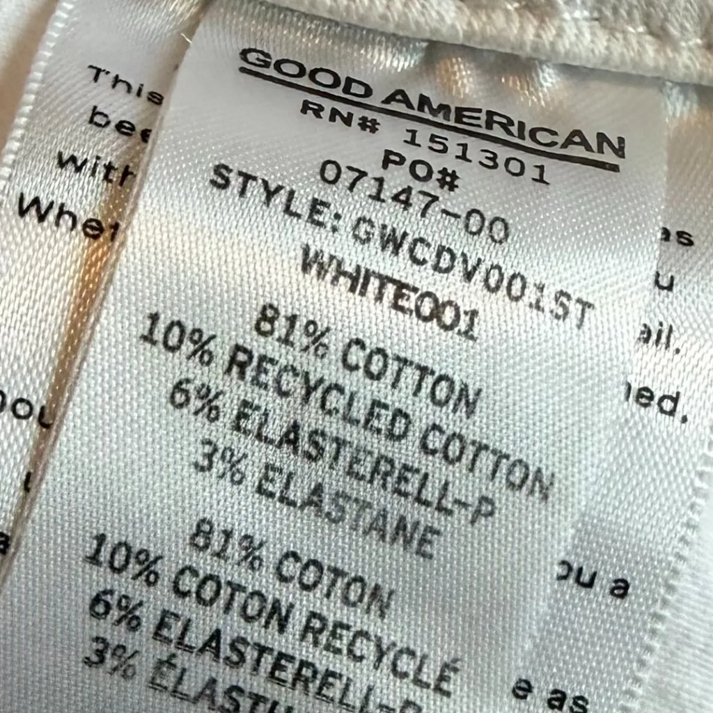 Good American Good Waist White Distressed Jeans Skinny Fit Stretch Size 14 Women - Image 13