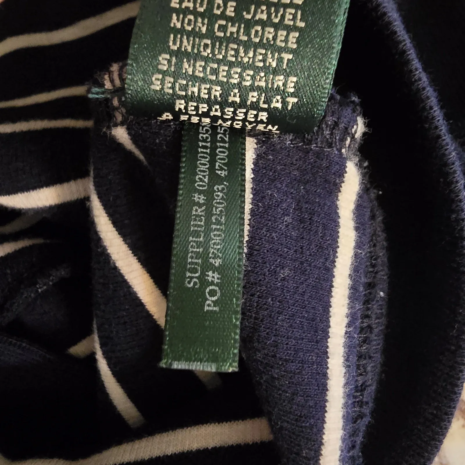 Lauren Ralph Lauren Navy Ivory Stripe Zip Sweater Jacket Cotton‎ Medium - Image 7