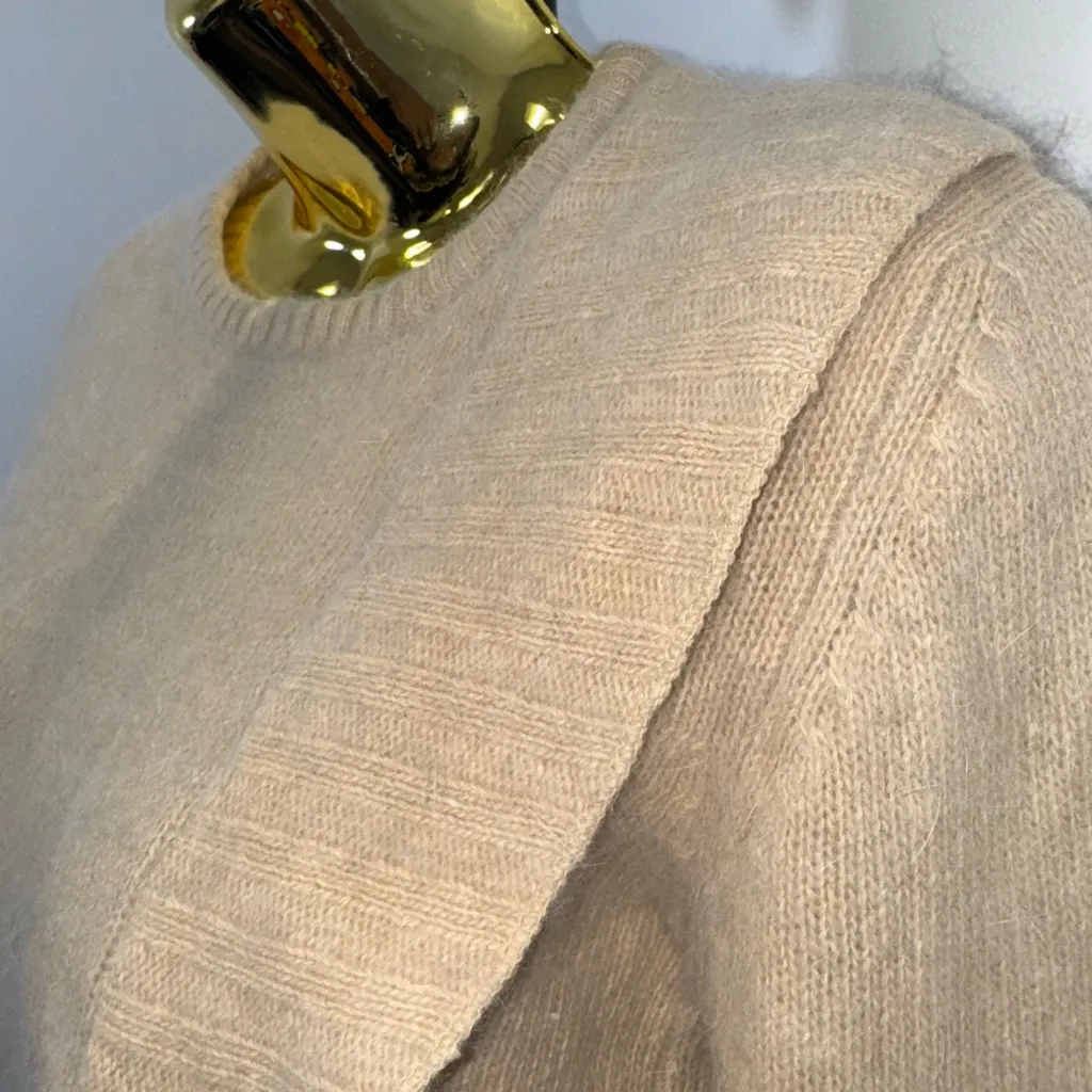 PWR Exclusively Rare Vintage Lambswool Angora blend sweater S Made in Hong Kong Tan - Image 4