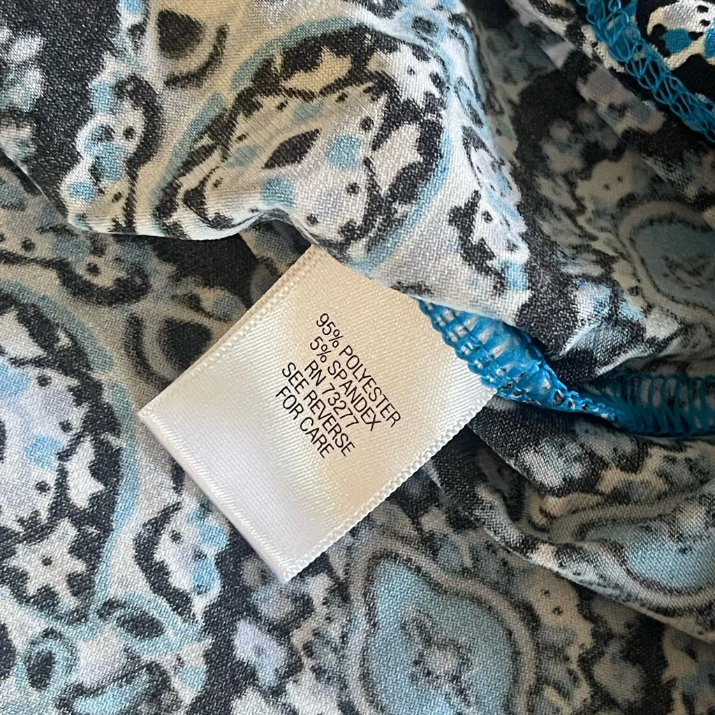 Dana Buchman Blue Black White Geometric Diamonds V-Neck Sleeveless Tank Top XL - Image 3