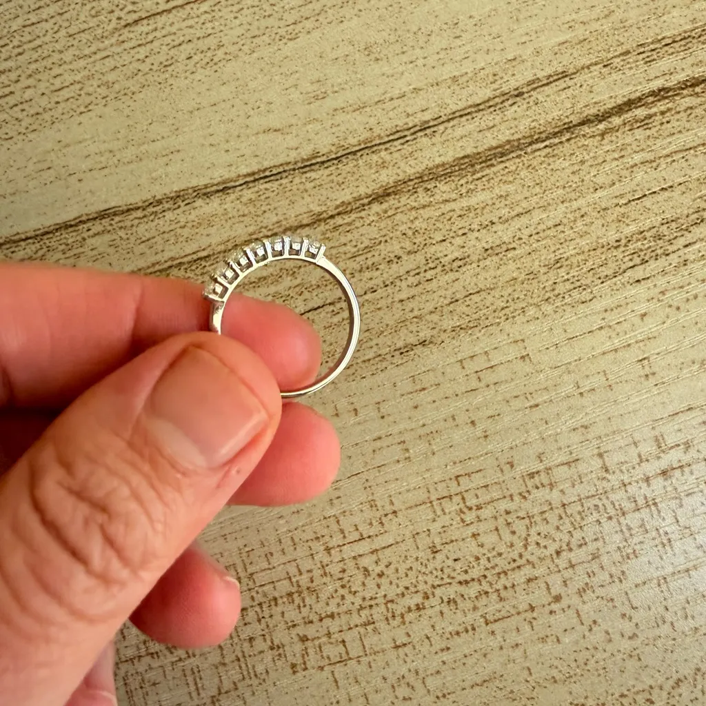 Moissanite Half Eternity Band Ring Sterling Silver - Image 4