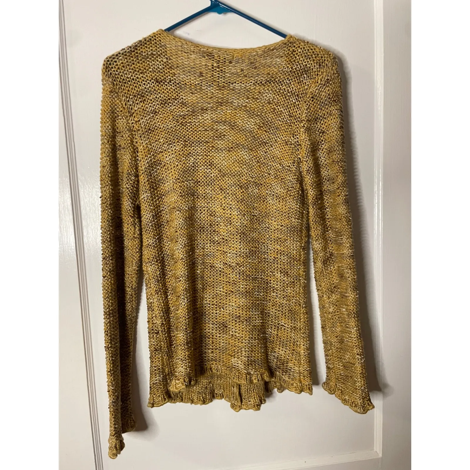 BCBGMAXAZRIA Women's Yellow Knit Cardigan Sweater Button Up Long Sleeve Size L - Image 3