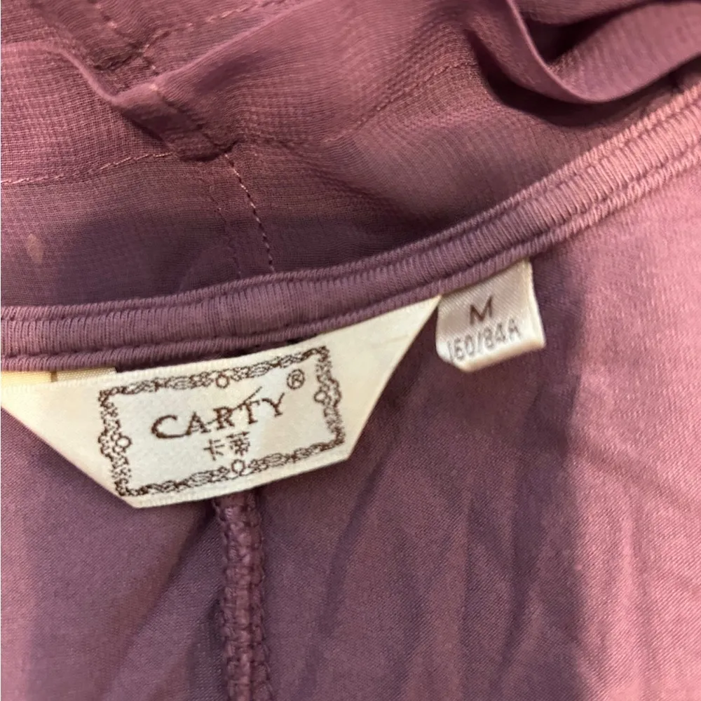 Carty plum long sleeve dress with sheer attached size medium - Image 7