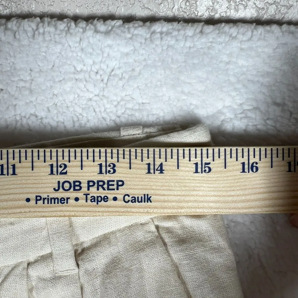 Abercrombie & Fitch Women's Cream Linen Pants Cotton Pleated Coastal M Short NEW - Image 4