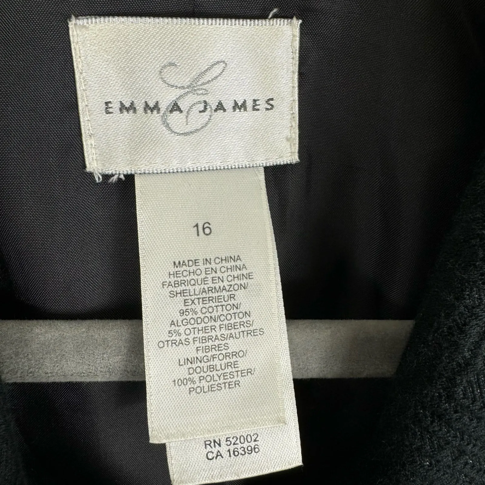 Emma James Black Shimmer‎ Collared Button Up Lined Jacket Pockets Plus Size 16 - Image 6