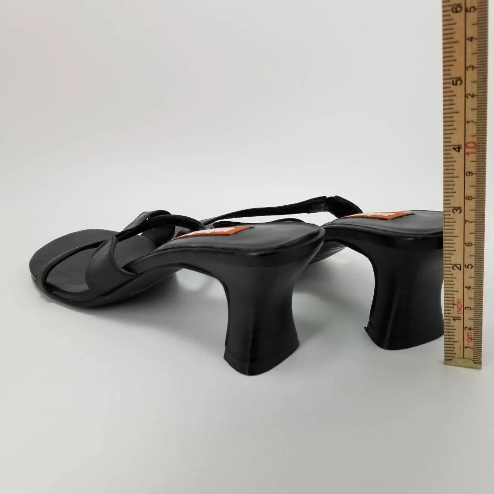 Unlisted Kenneth Cole Womens Sandal Spool Heels Black Leather Slip Ons Size 7.5 - Image 9