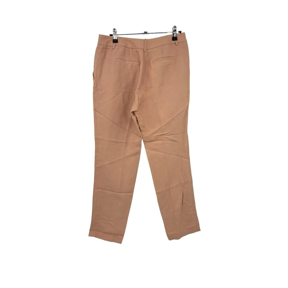 Maje Pants Womens 34 XS Straight Dress Trouser Pink Mid Rise Career Linen Blend - Image 2