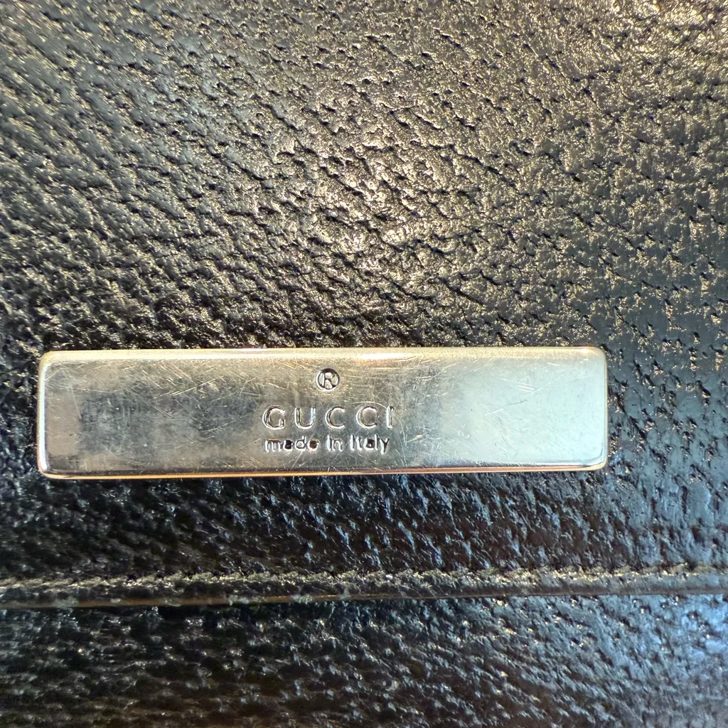 Gucci Black Compact Bifold Leather Wallet Silver Hardware - Image 3