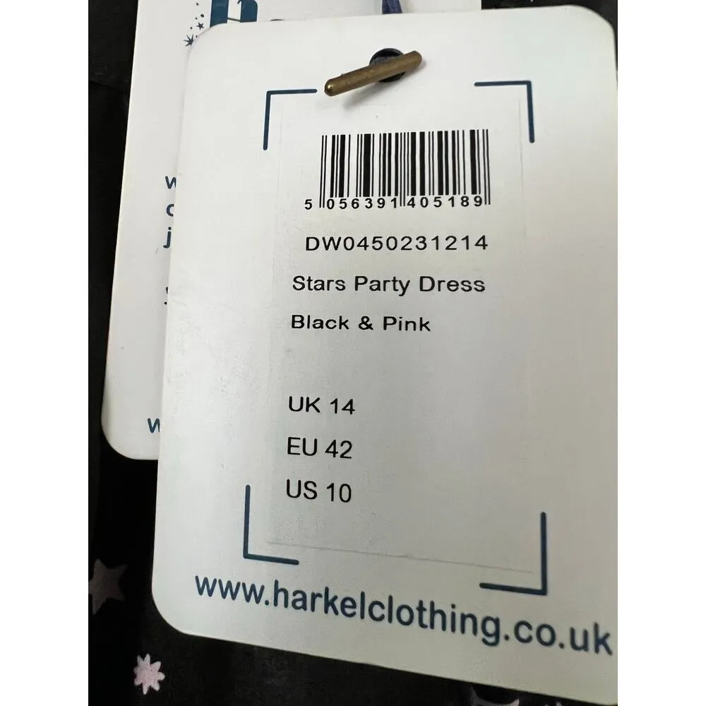 NWT Harkel Stars Party Women's Dress Black Shiny Cocktail Vintage Retro Mod 10 - Image 4