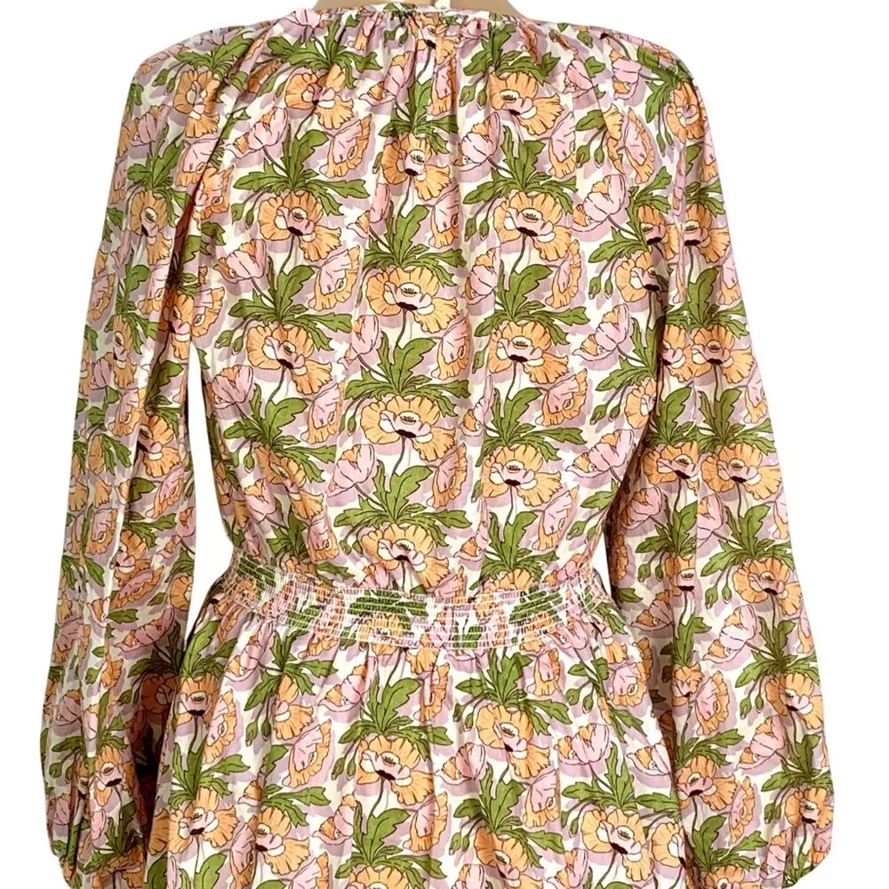 J. Crew Floral 3/4 Sleeve Mini Dress Smocked-waist Liberty® Butterfield Poppy - Image 8