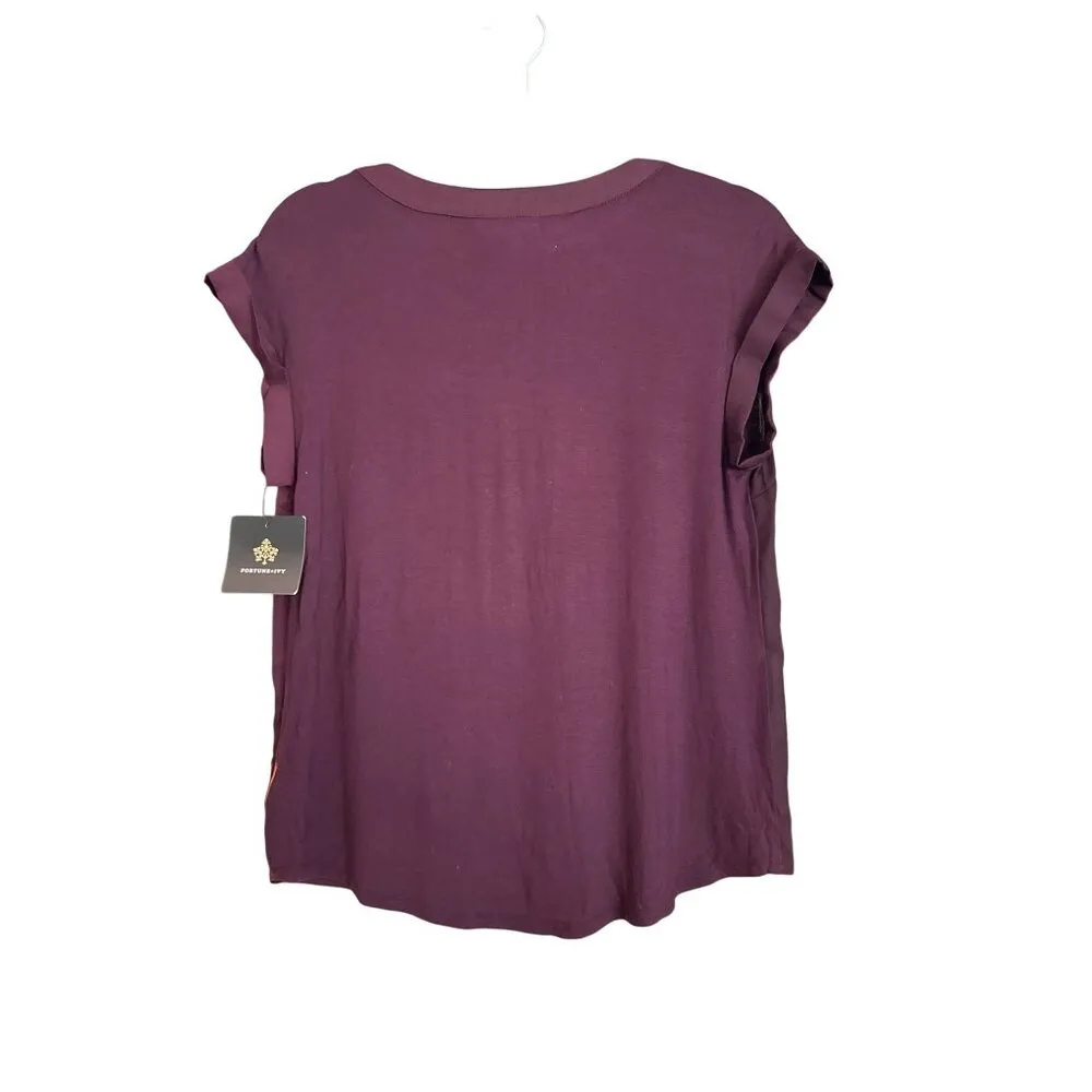 Stitch Fix Fortune + Ivy Helina Blouse Small Burgundy Short Sleeve NWT - Image 3