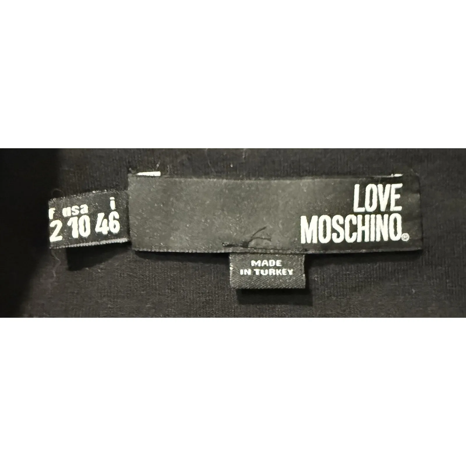 Moschino Love Black Full Zip Jacket US‎ 10 IT 46 Glitter Heart Logo Cotton Rare - Image 3