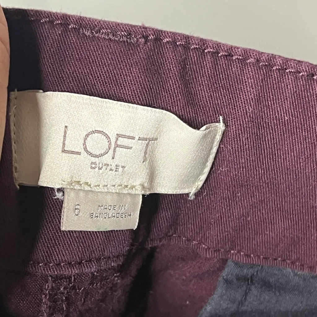 LOFT Outlet Women’s 6” Chino Shorts Size 6 Burgundy 100% Cotton Casual Twill - Image 3