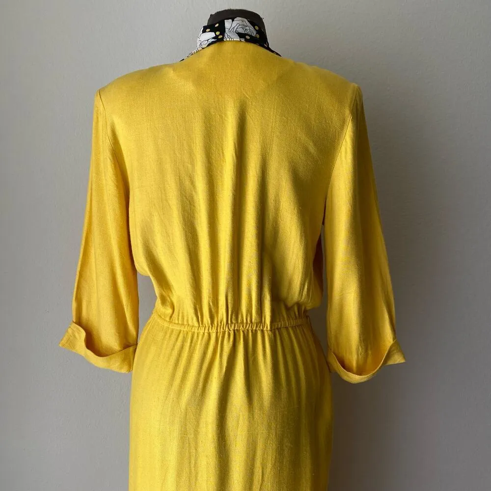 Danny & Nicole‎ sz L silk/rayon yellow midi dress - Image 7
