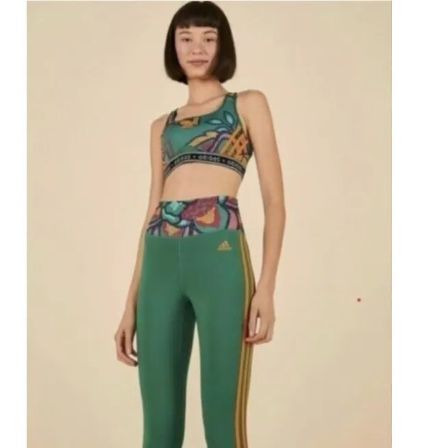 Adidas x Farm Rio Training Essentials 7/8 Green Leggings and Sports Bra Set - Image 15