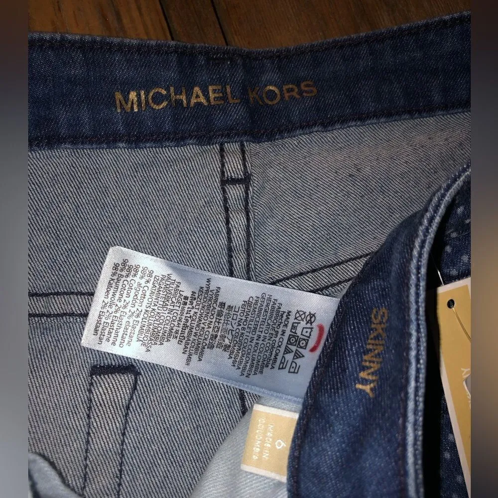 🔥Michael Kors polkadot skinny jeans, size 6 Blue - Image 6