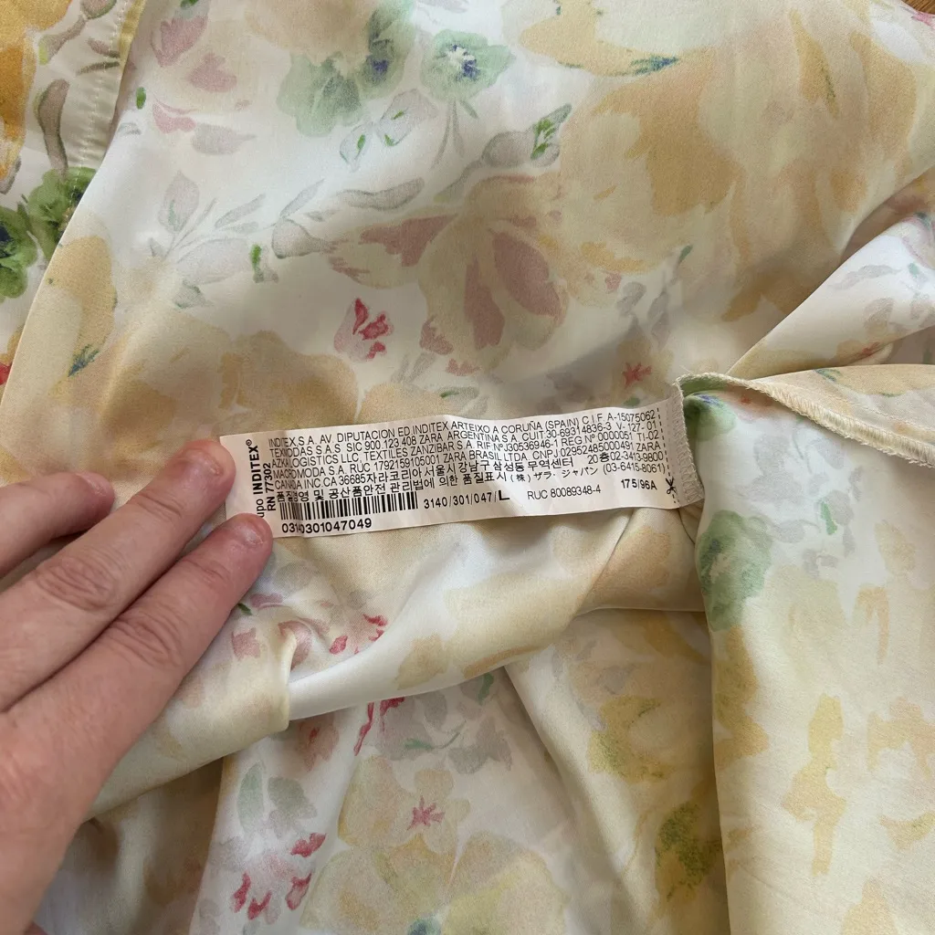 Zara Floral Corset Tie Yellow Floral Wrap Print Dress Size Large - Image 6