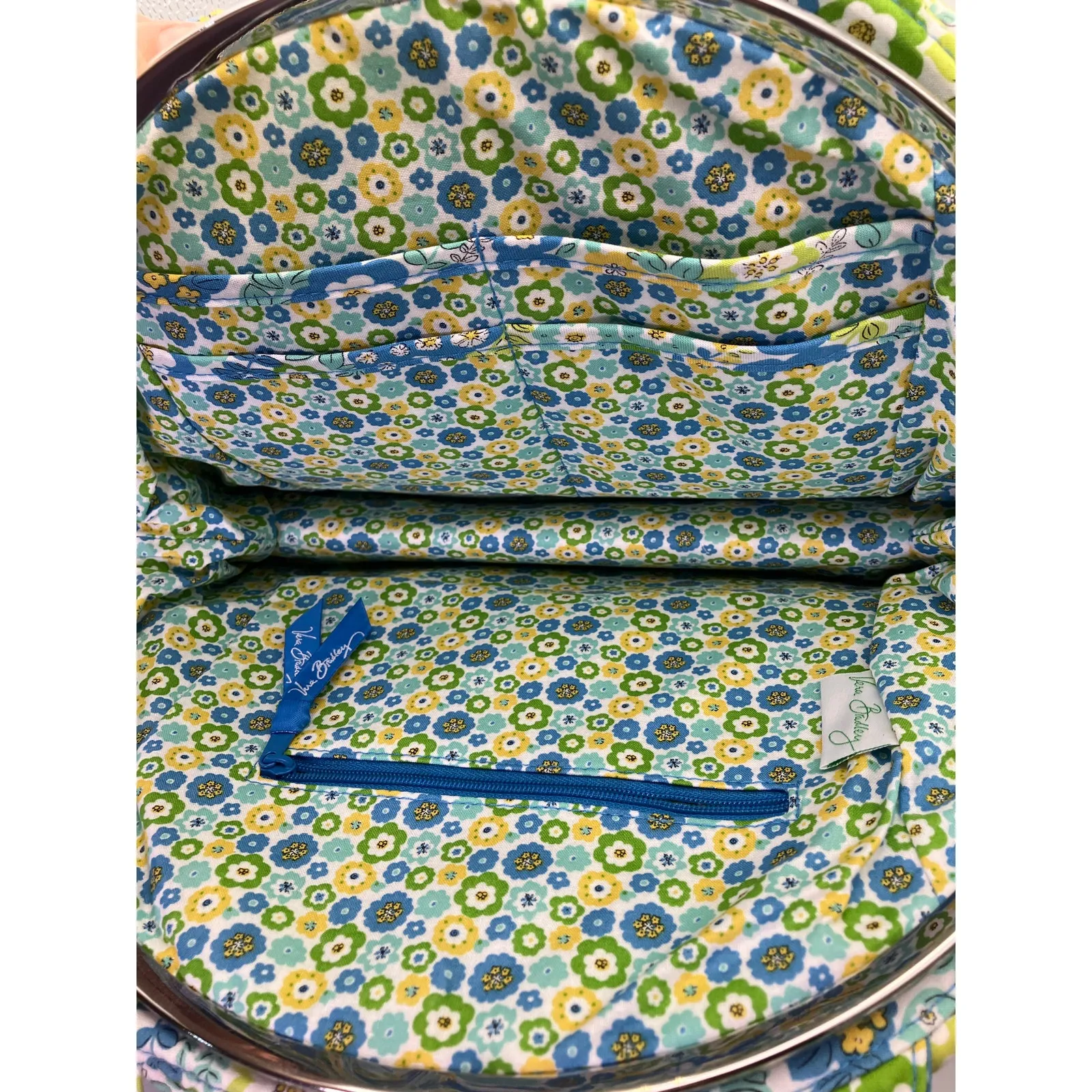 Vera Bradley Eloise English Meadow Kiss Lock Bowler Bag Shoulder‎ Floral Spring Green - Image 7