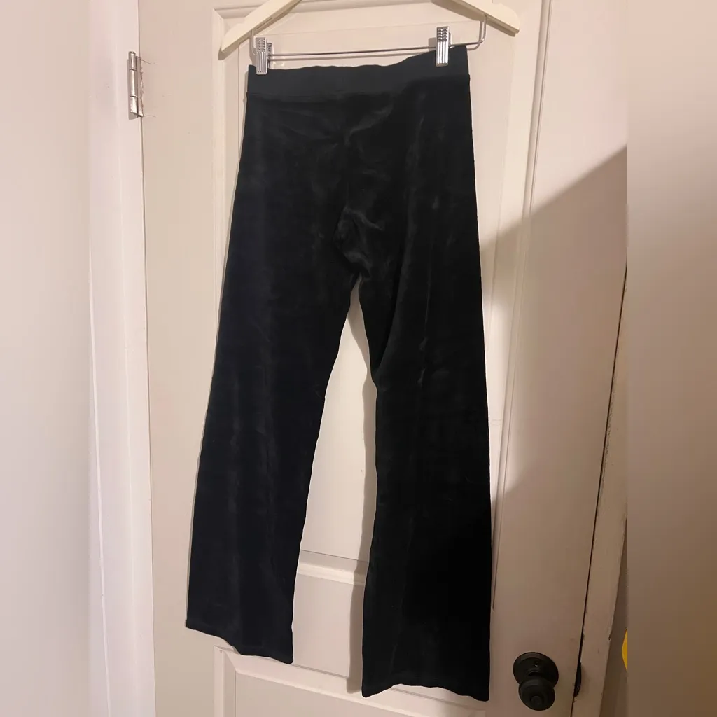 Juicy Couture Charcoal Black Y2K Flare Crown Velour Pants 90s Ombre - Image 5