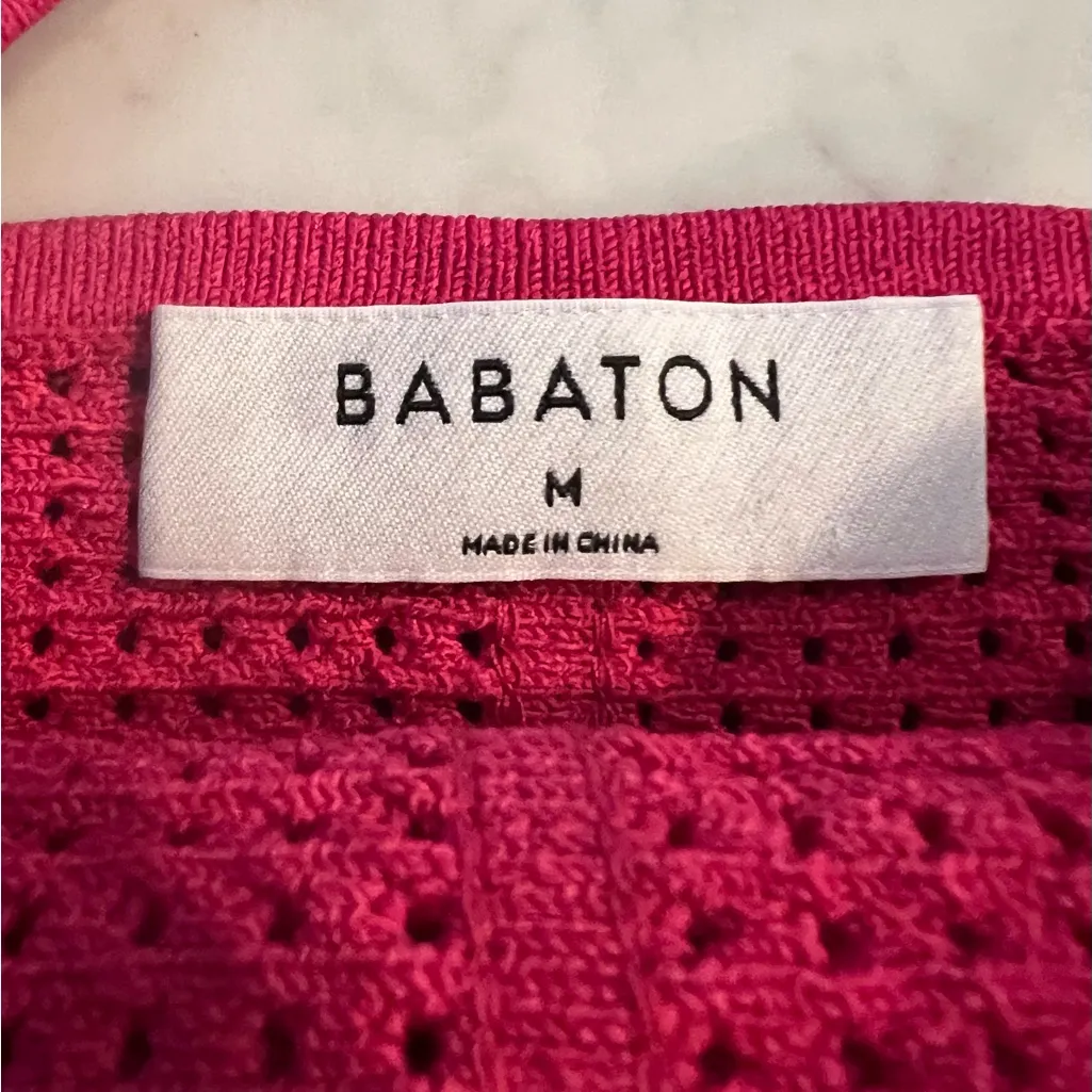 Aritzia Babaton Bright Pink Sculpt Knit Square Neck Tank Top Medium - Image 3
