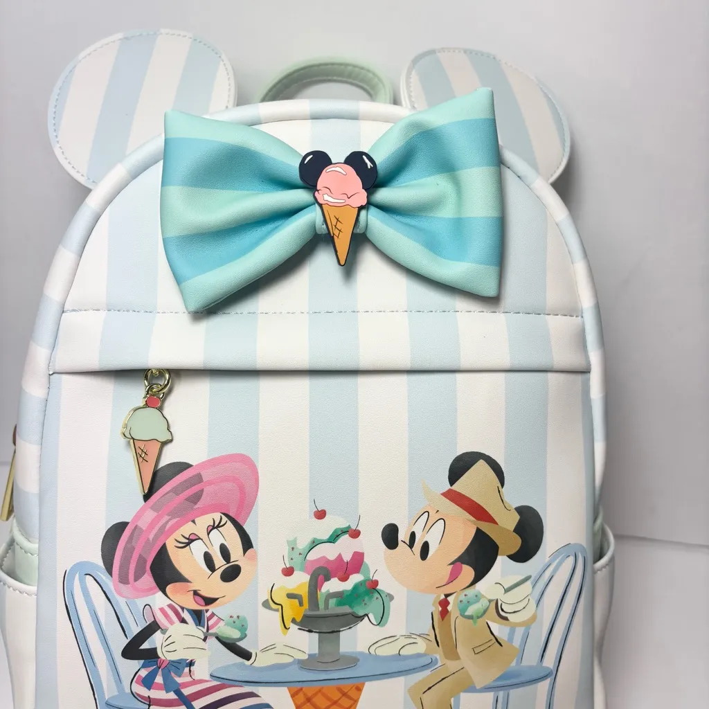 Loungefly Disney Beach Club Resort Mickey Minnie Ice Cream SCENTED Mini Backpack - Image 3