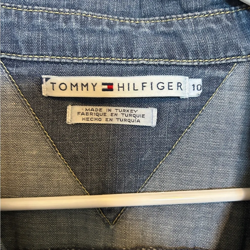 Tommy Hilfiger Denim Shirt Dress 100% Cotton Roll Tab Sleeves size 10 - Image 2