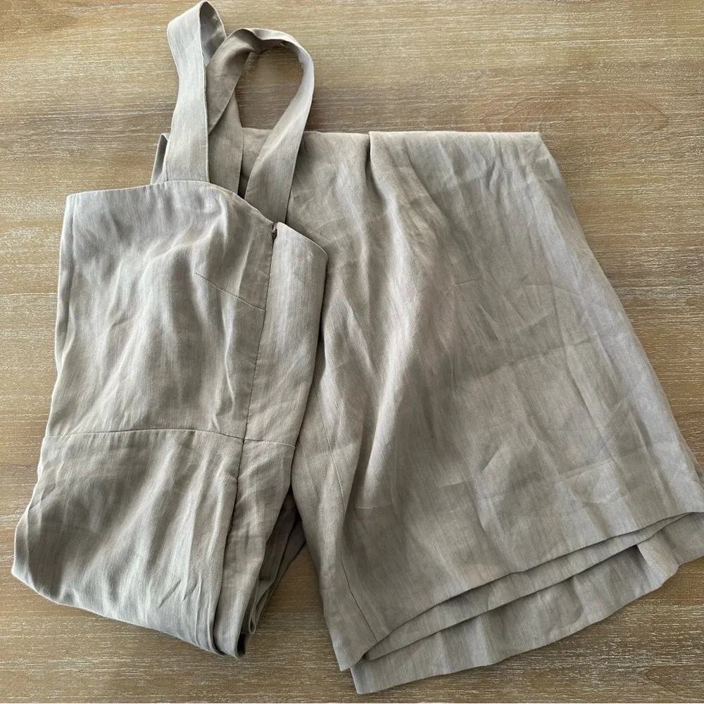 Theory Linen Blend Brown Jumpsuit Romper - Image 3