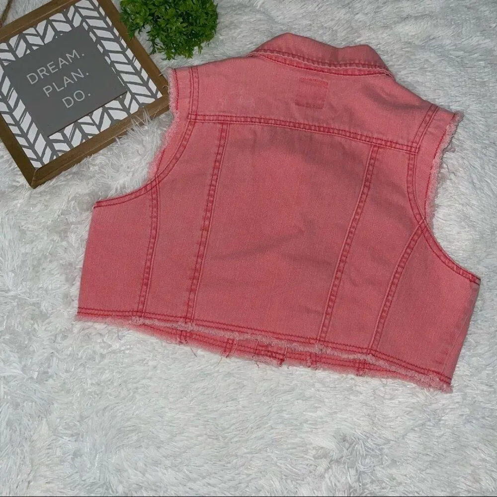 Highway Jeans women’s large fits more SM-M Sleeveless Frayed orange denim vest - Image 8