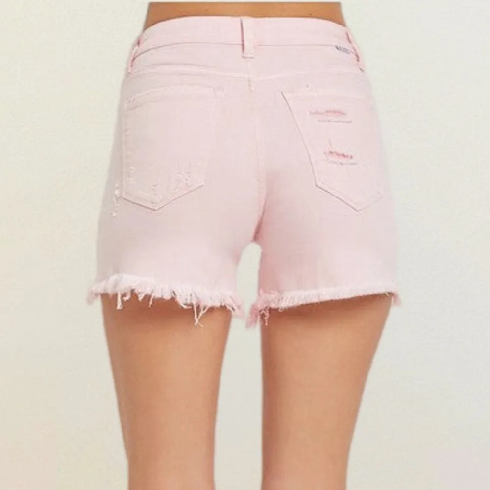 Risen Pink Button Fly Distressed Shorts Size M - Image 3