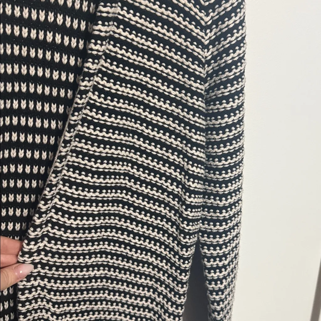 Mason & Belle Black and White Striped Long Cardigan Sweater - Image 4