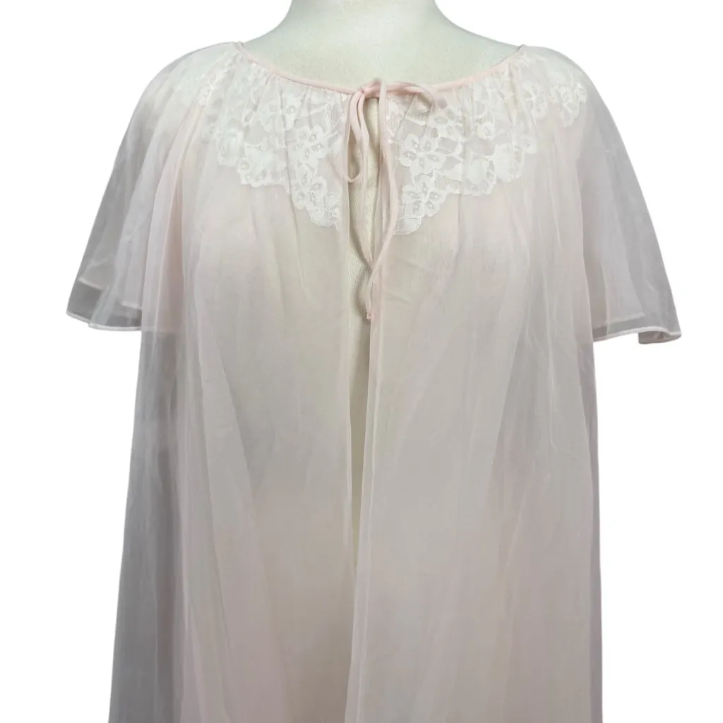 Vintage 1950s Vanity Fair White Sheer Lingerie Nightgown Babydoll & Robe S - Image 10