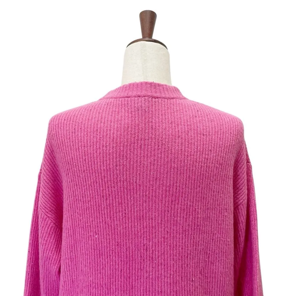 NWT Something Navy Oversized Flecked Crewneck Sweater in Pink Shock Size XS NEW - Image 6
