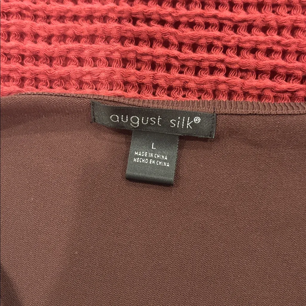 August silk silk blend chocolate brown sweater size medium - Image 8