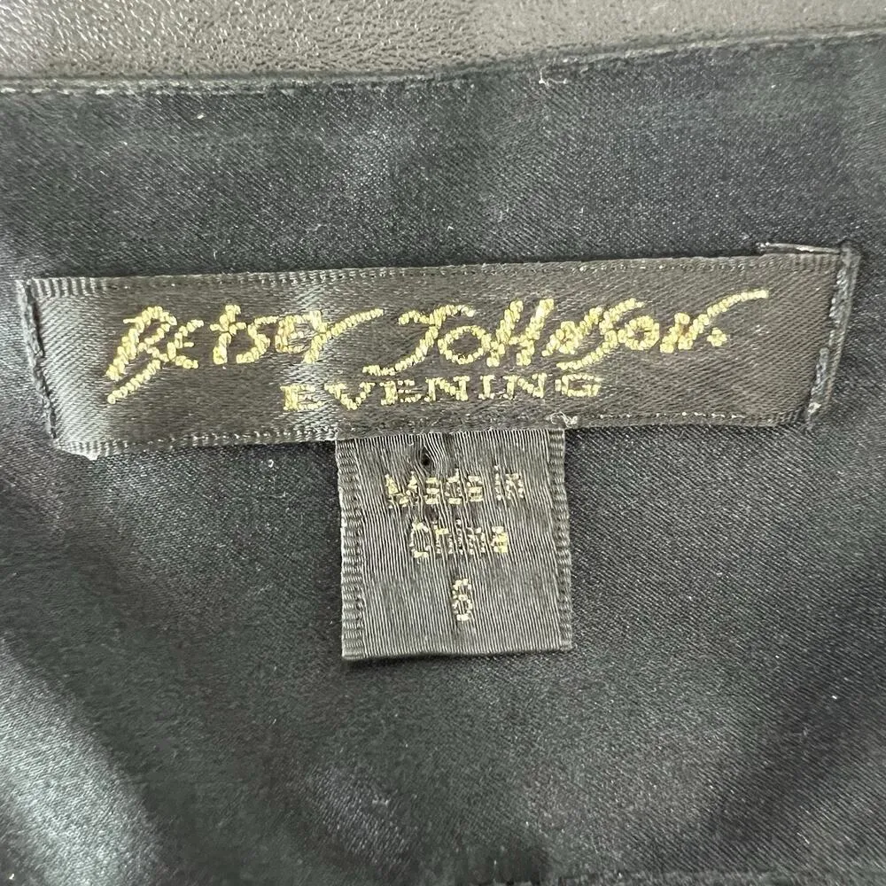 Vtg Betsey Johnson Evening Sz 6 Silk Dress Whimsigoth Tiered Bling Sexy Ruched - Image 10