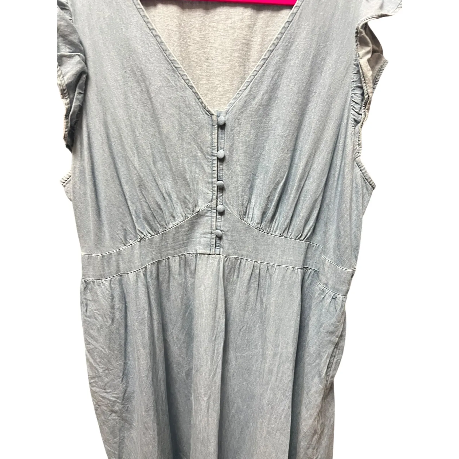 Lane Bryant Womens 18 Denim Chambray Flutter Sleeve Maxi Dress Romantic Cottage - Image 4