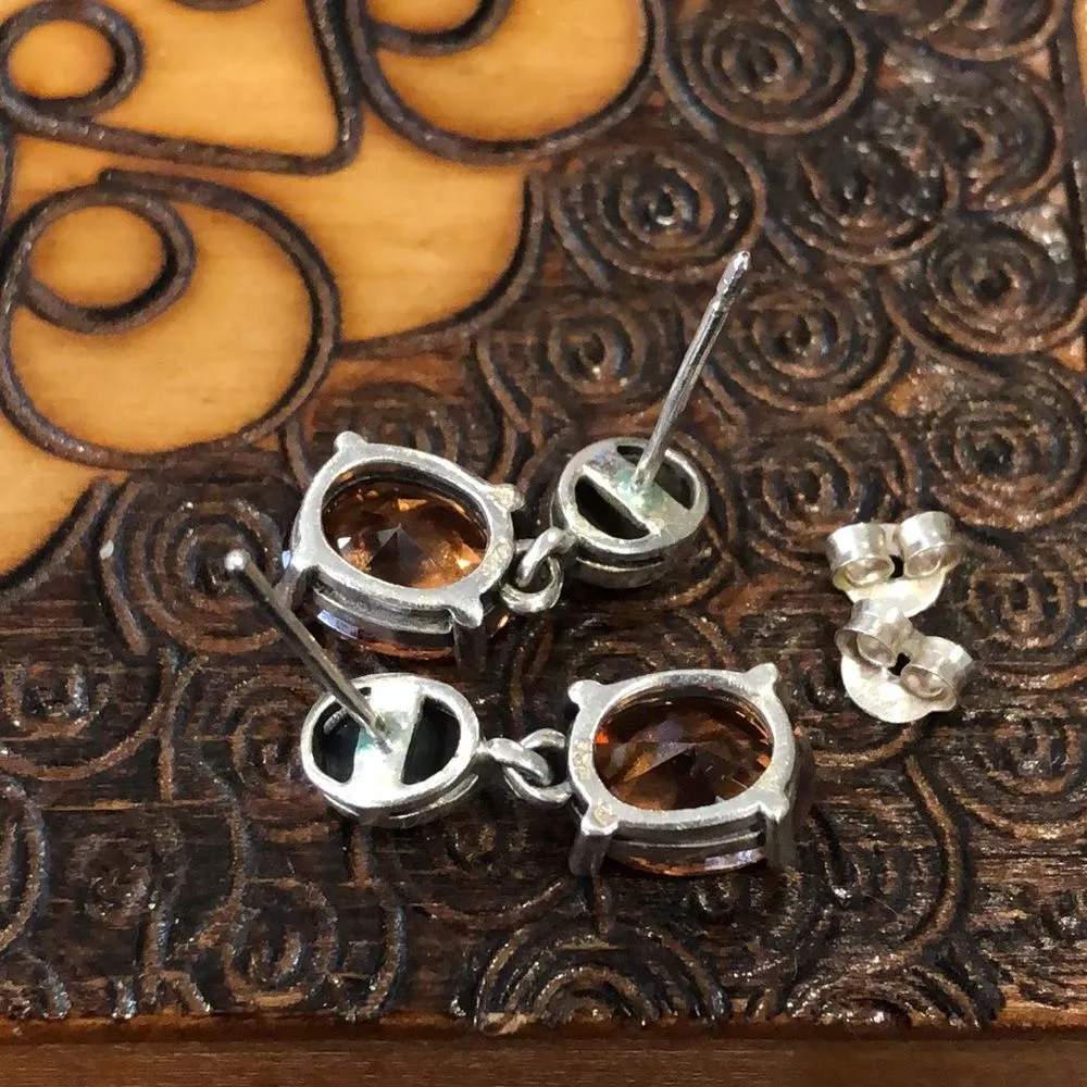 Stunning Faceted Golden Citrine Marcasite Sterling Silver Drop Earrings - Image 10