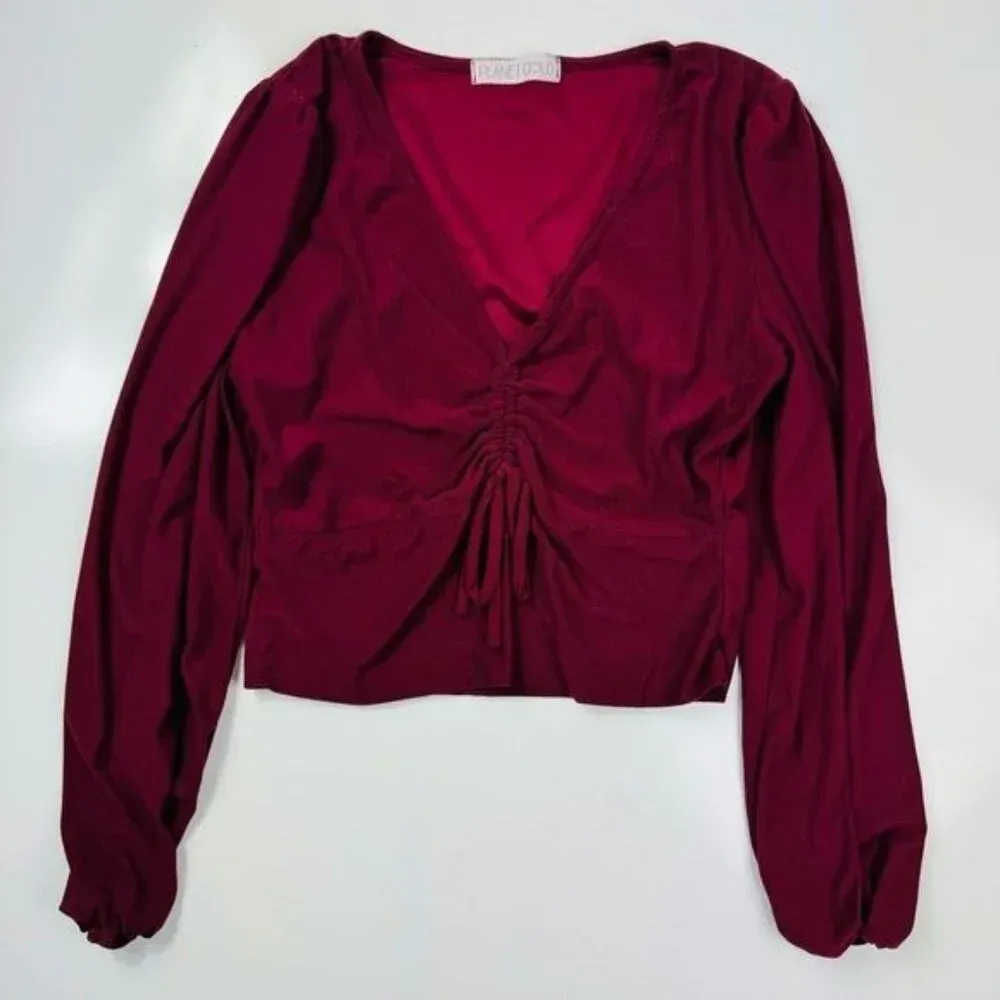 Planet Gold Burgundy Crop Top Size Small‎ - Image 3