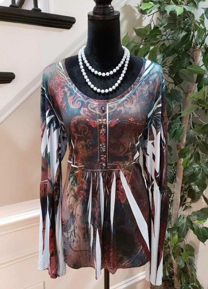 NY Collection Women's Multicolor Polyester Scoop Neck Long Sleeve Top Blouse 1X - Image 14