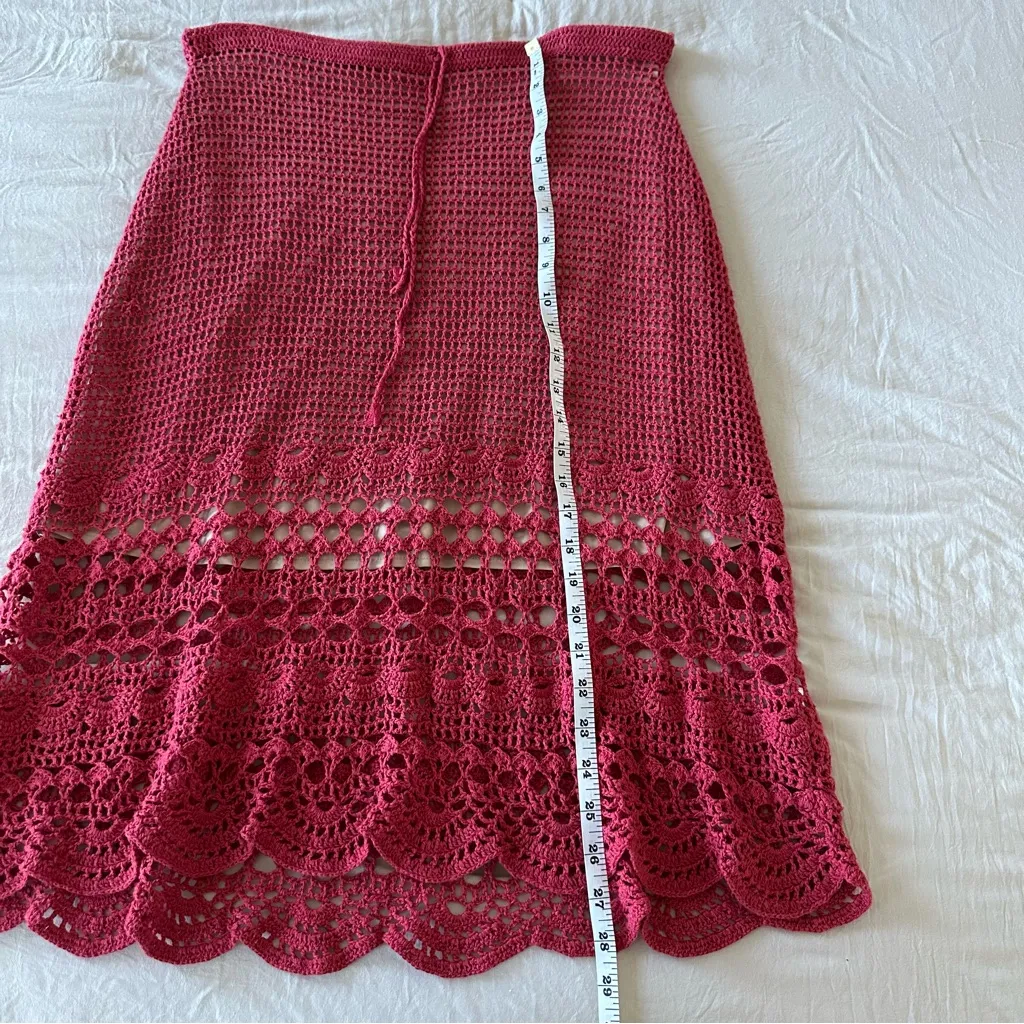 Red Margaret O’Leary crochet skirt - Image 8