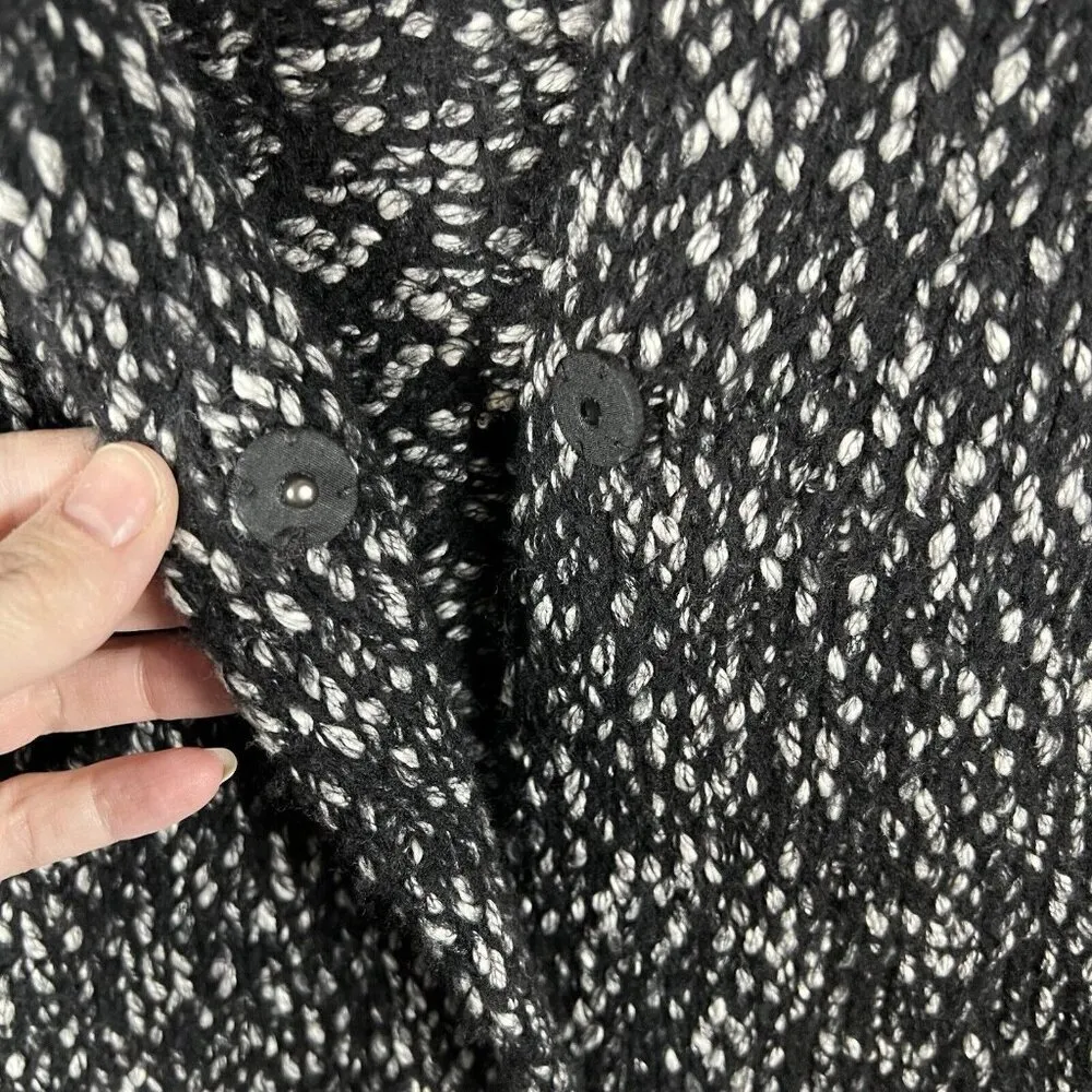J.McLaughlin Sweater Women's Size XS Black White Marled Knit Long‎ Cardigan Wool - Image 7
