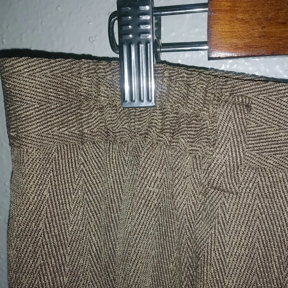 Jones NY 16W 34x30 Herringbone Tan Cuffed Dress Pants Plus Vintage Workwear - Image 4