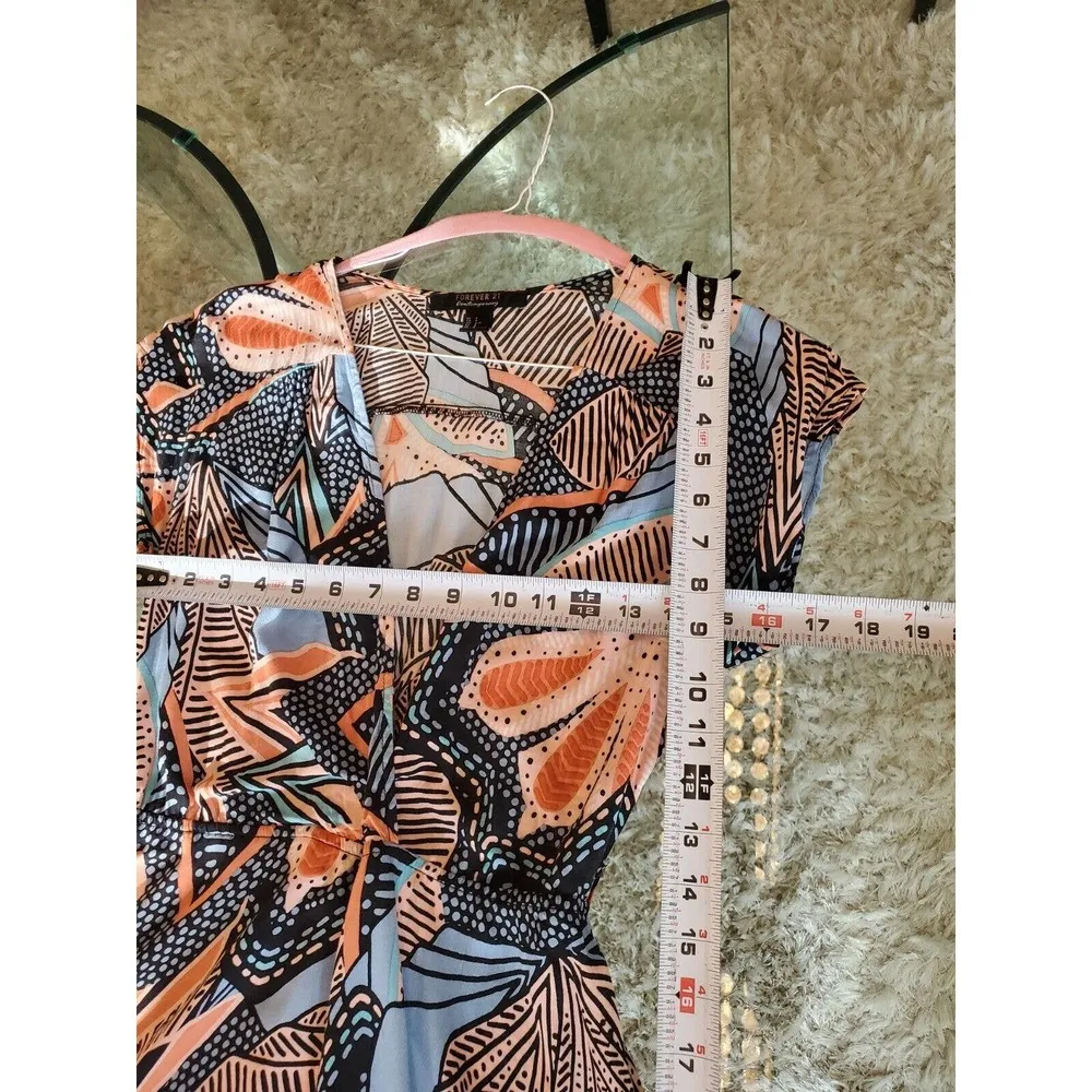 Forever 21 Womens Multicolor Polyester V-Neck Short Sleeve Long Maxi Dress Small - Image 8