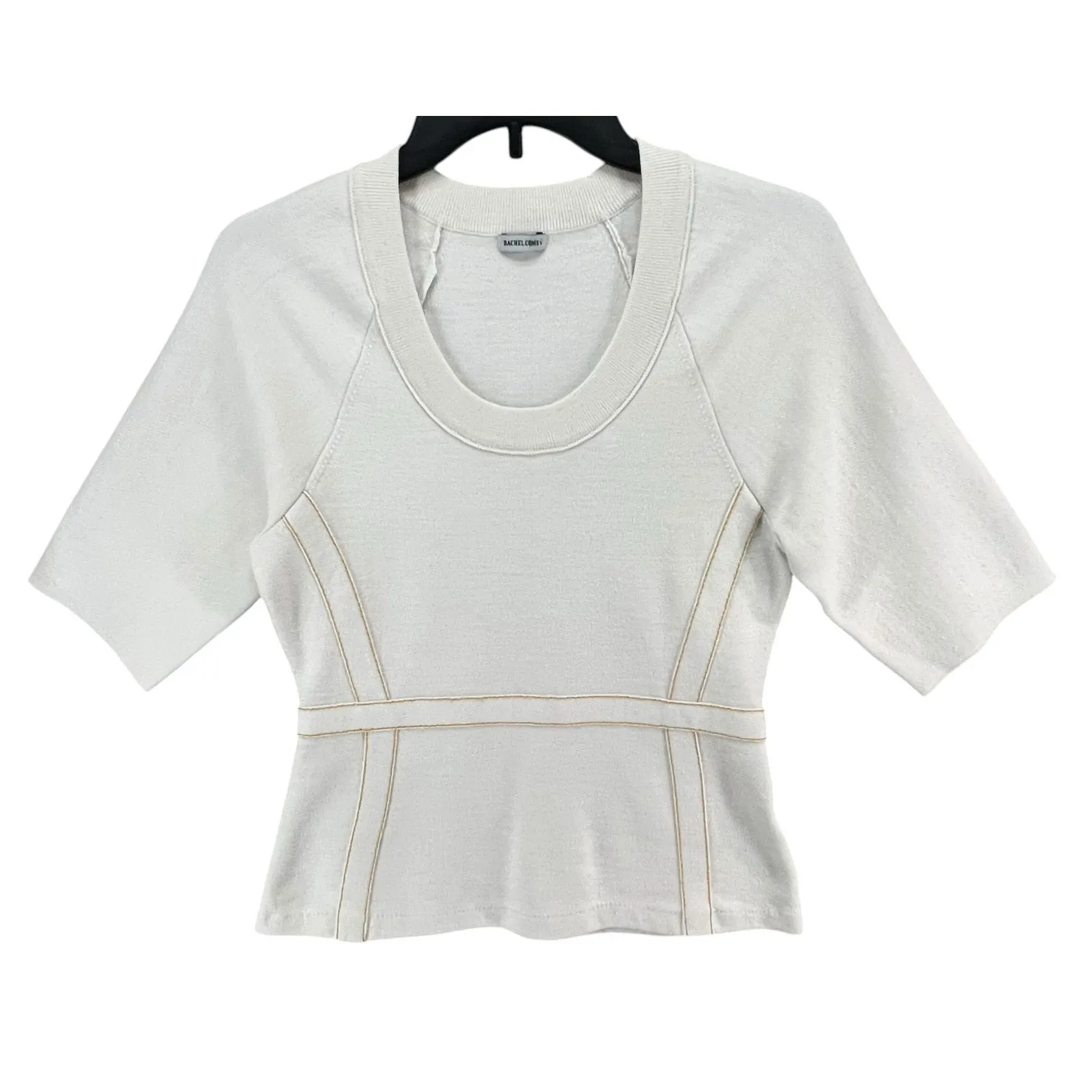 Rachel Comey Women Medium Ivory Knit Top Scoop Neck Seamed Sculptural Minimalist - Image 2