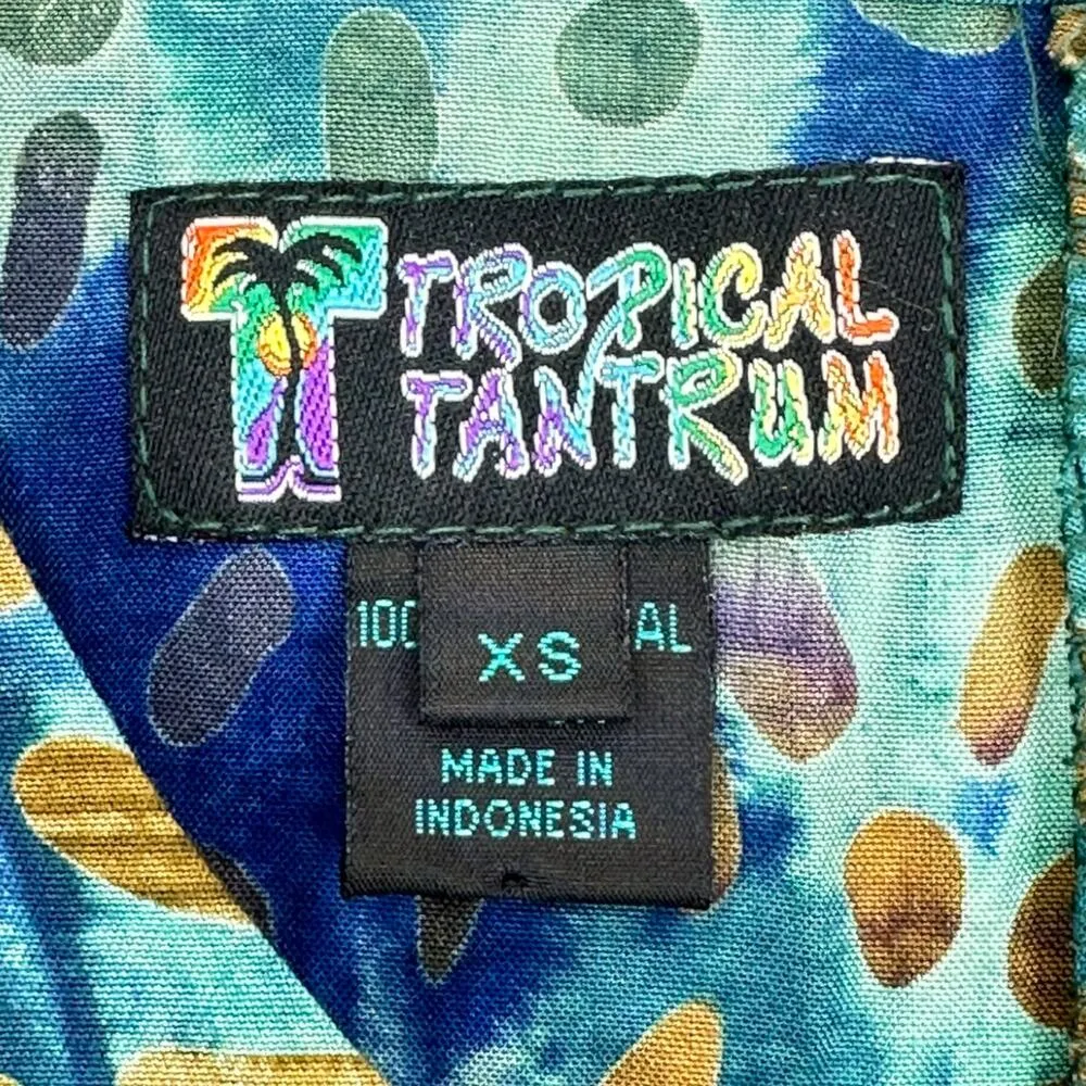 Tropical Tantrum | XS | VINTAGE Natural Rayon Batik Print Hawaiian Charm Dress Purple - Image 3