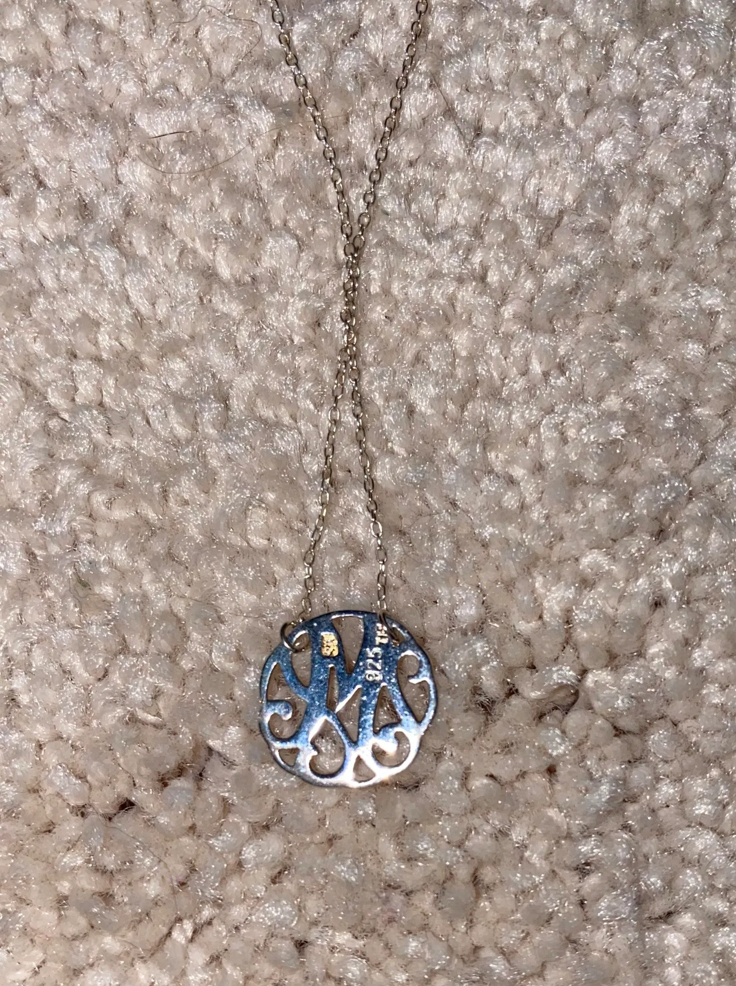 M Initial Necklace Silver - Image 3