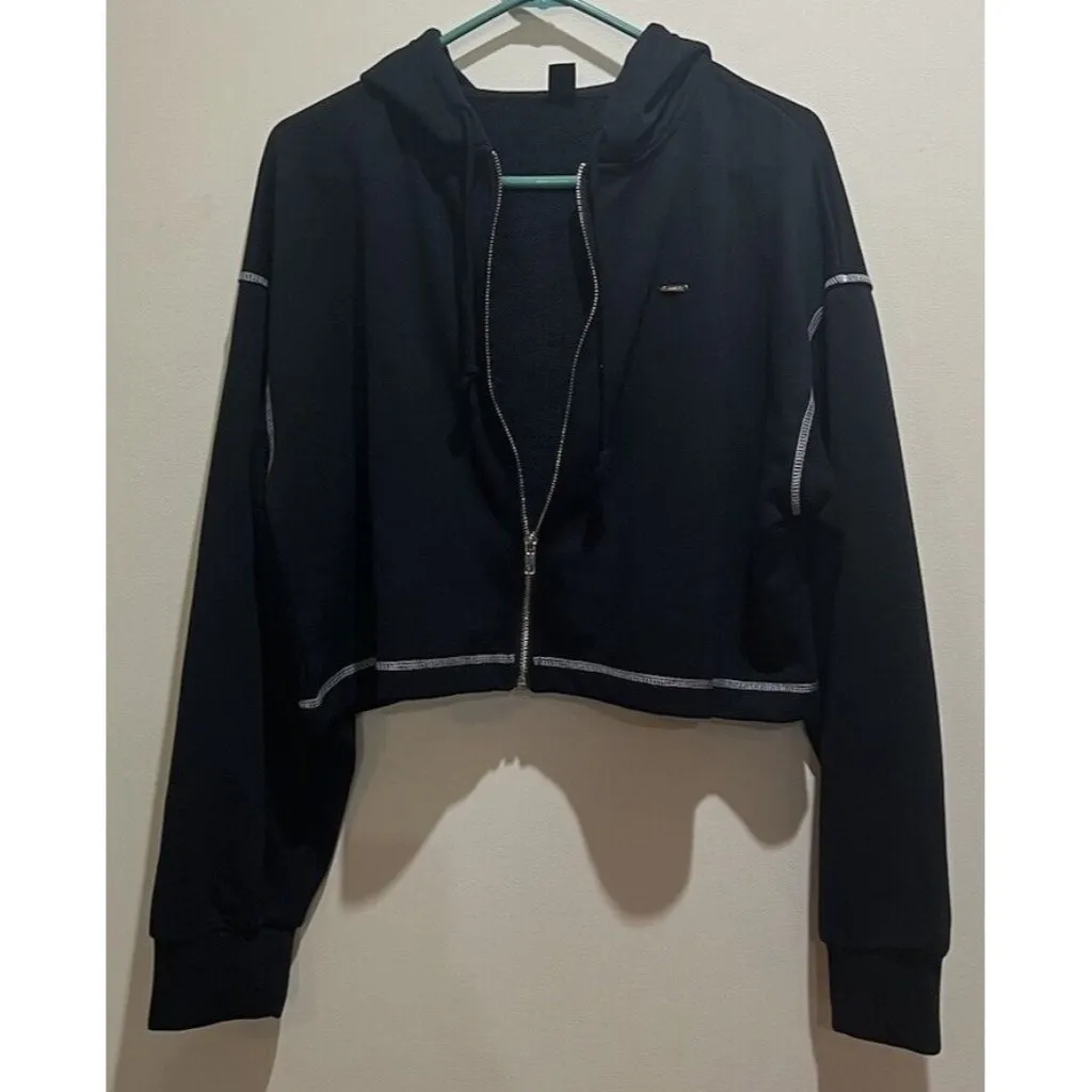 Dazy Cropped Zip Front Hoodie Jacket Size X - Image 3